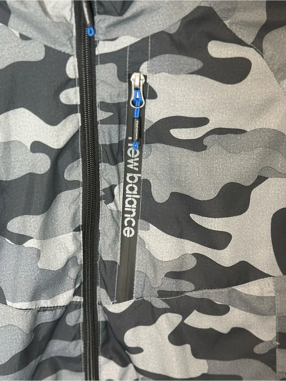 New Balance Men’s Gray & Black Camo Windbreaker Jacket with Hood